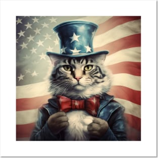 Stars, Stripes, and Whiskers: A Patriotic Purr Posters and Art